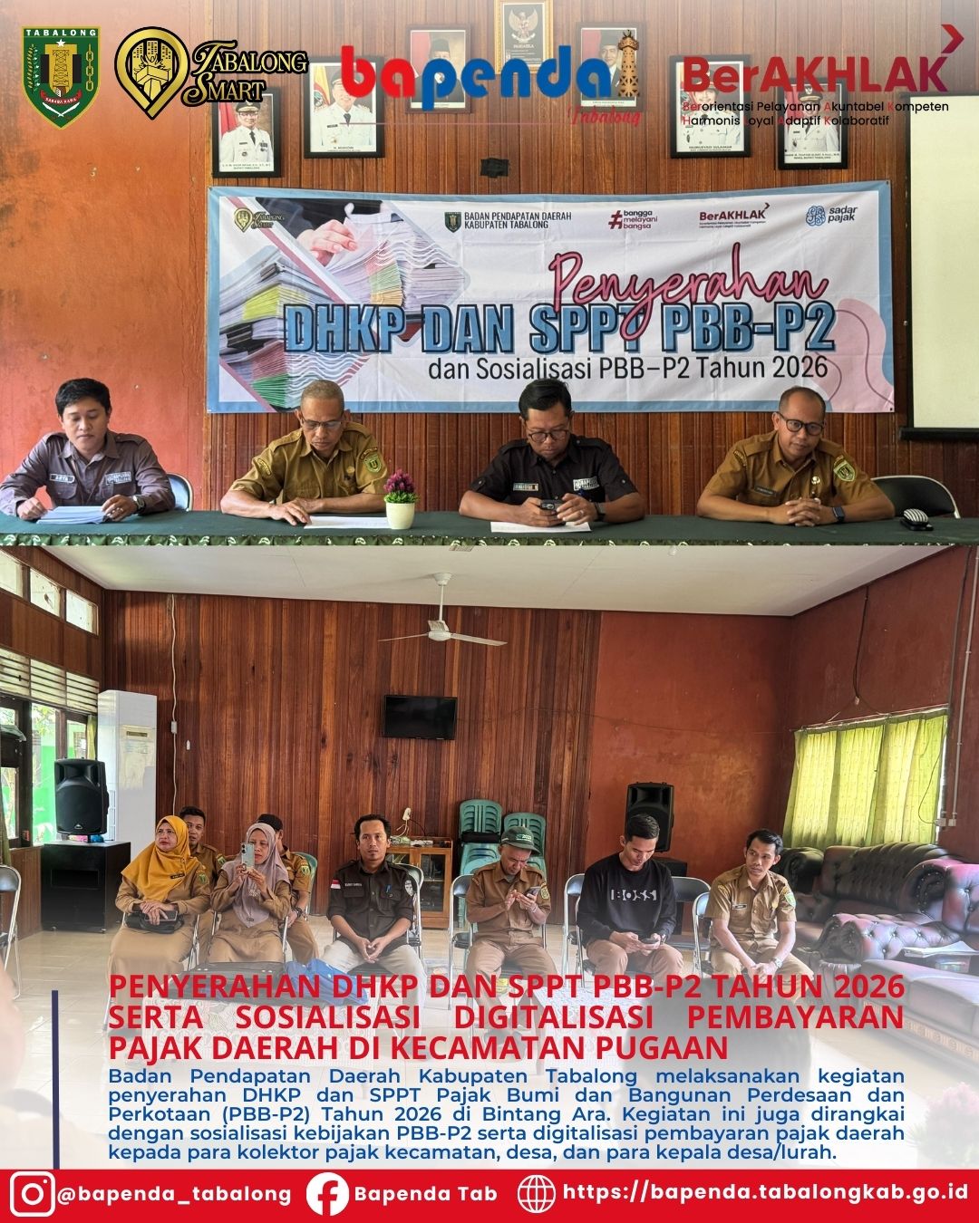 Bapenda Tabalong Serahkan DHKP dan SPPT PBB-P2 Tahun 2026 di Pugaan, Perkuat Pendataan dan Digitalisasi Pembayaran Pajak