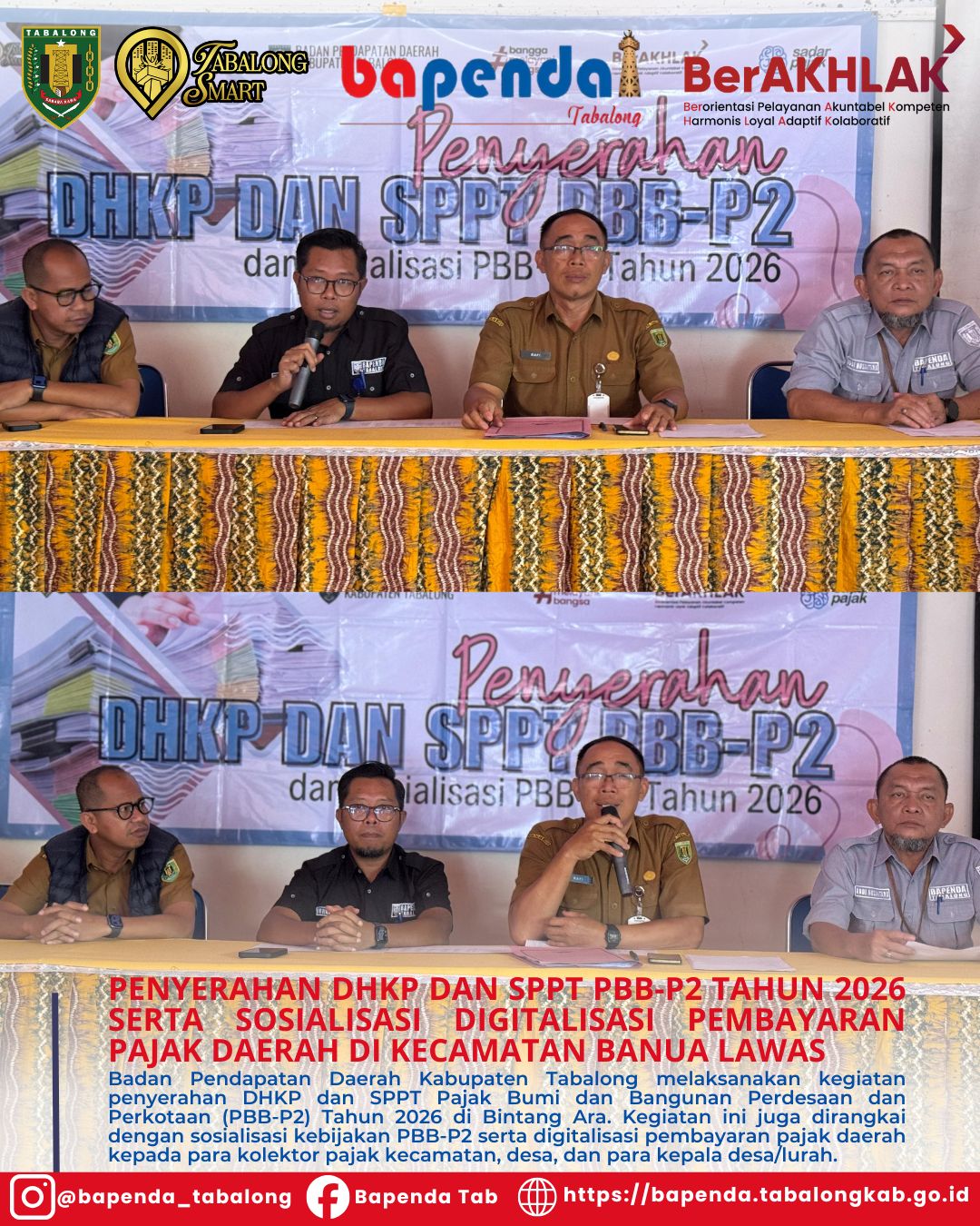 Bapenda Tabalong Serahkan DHKP dan SPPT PBB-P2 Tahun 2026 di Kecamatan Banua Lawas